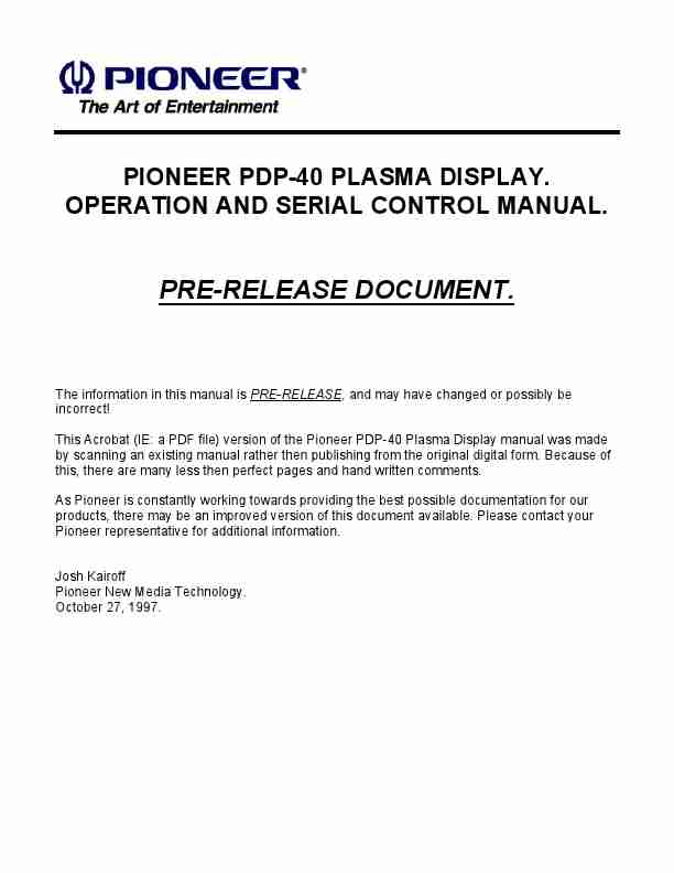 Pioneer Flat Panel Television PDP-40-page_pdf
